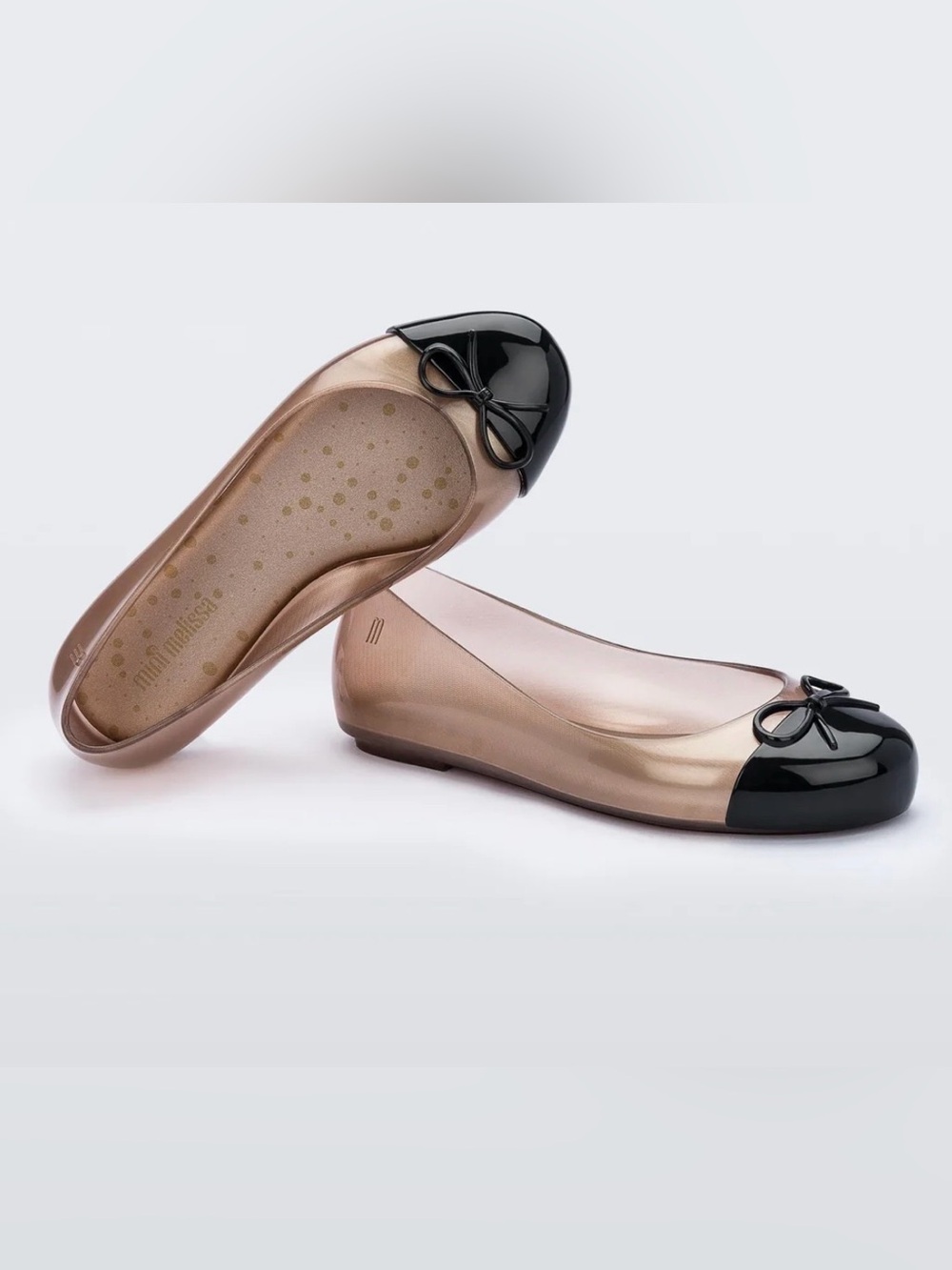 Mini Melissa Sweet Love Cap Toe Jelly Flats Girls Size 11 Clear Rose Black